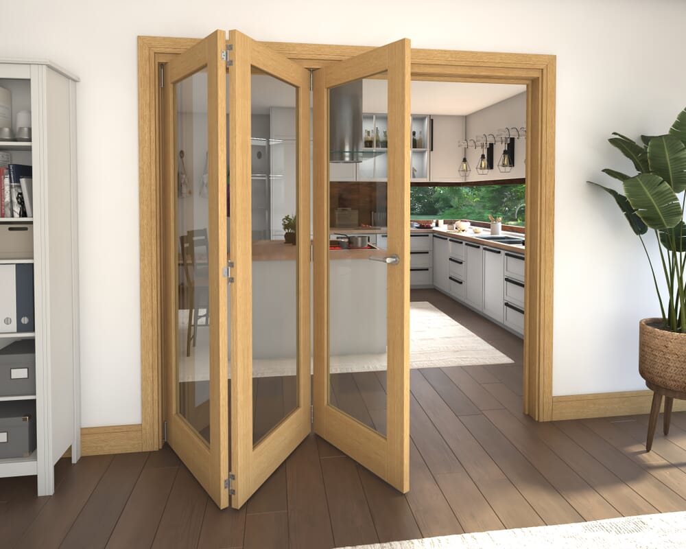 Glazed Oak 3 Door Roomfold Grande (3 + 0 x 686mm Doors)