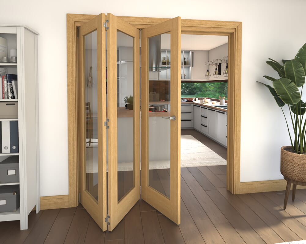 Glazed Oak 3 Door Roomfold Grande (3 + 0 x 610mm Doors)