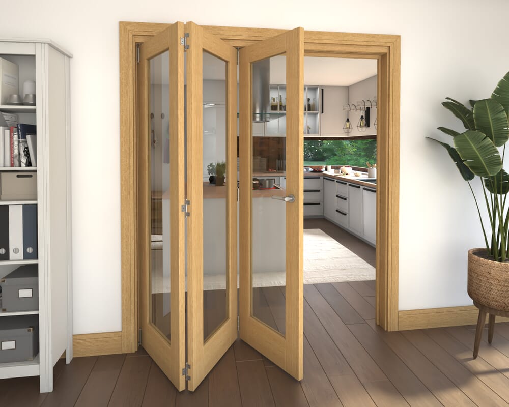 Glazed Oak 3 Door Roomfold Grande 1800mm 3 + 0 Set