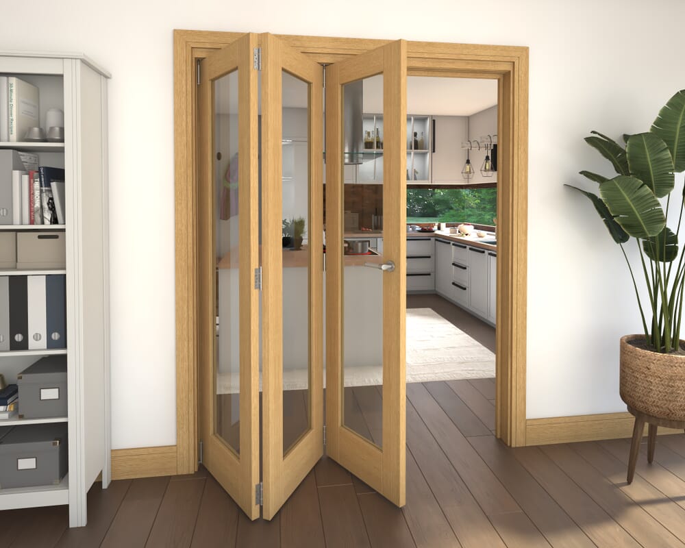 Glazed Oak 3 Door Roomfold Grande (3 + 0 x 533mm Doors)