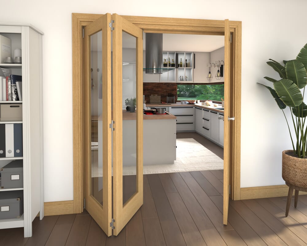 Glazed Oak 3 Door Roomfold Grande 2 + 1 x 1800mm Set