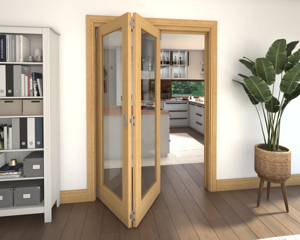 Glazed Oak 2 Door Roomfold Grande (2 + 0 x 686mm Doors)
