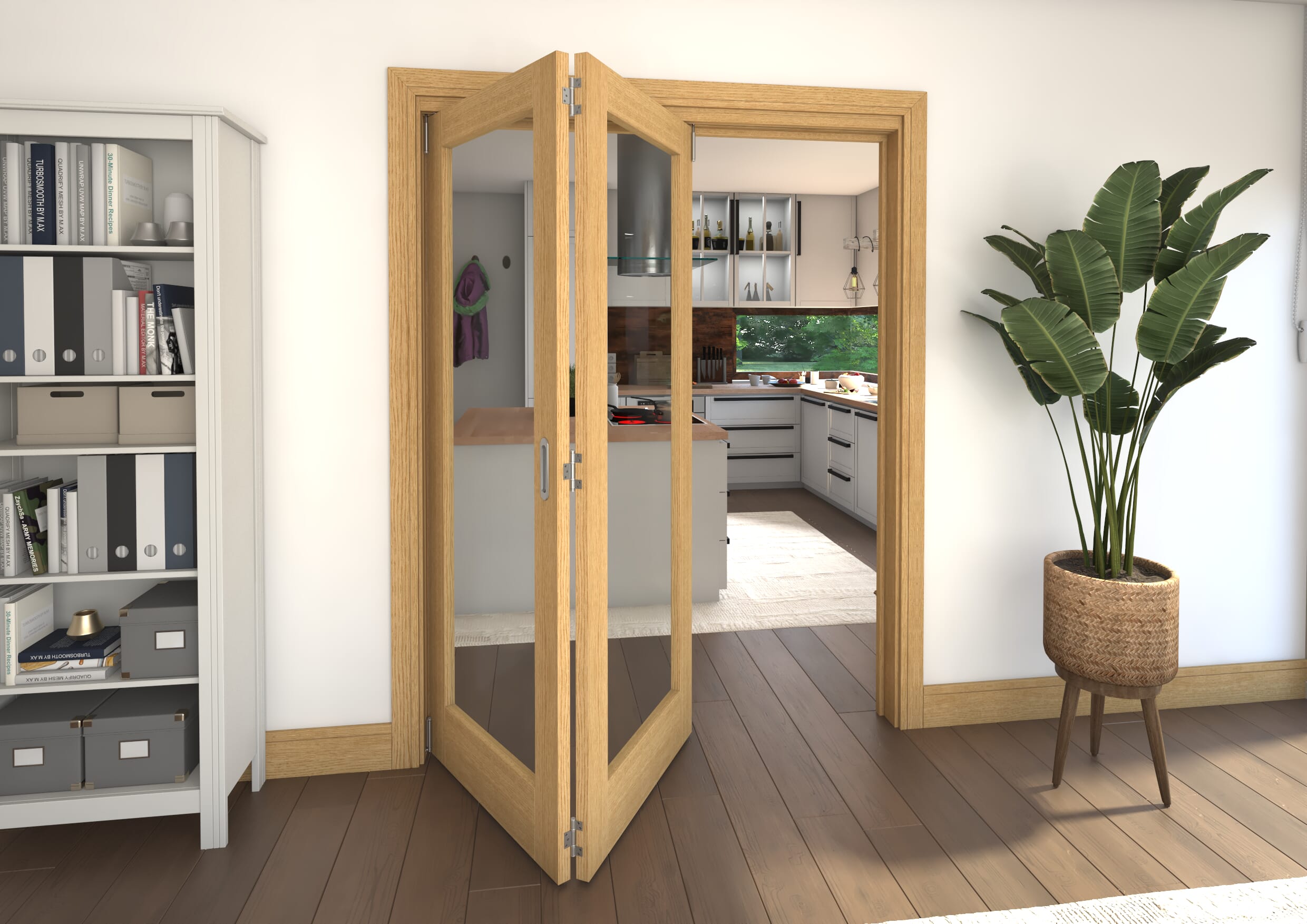Glazed Oak 2 Door Roomfold Grande (2 + 0 x 762mm Doors)