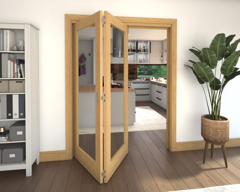 Glazed Oak 2 Door Roomfold Grande (2 + 0 x 762mm Doors)