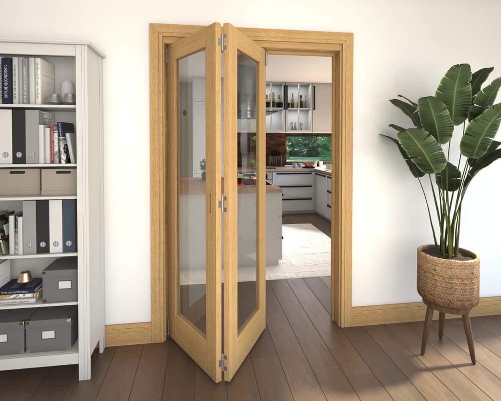 Glazed Oak 2 Door Roomfold Grande (2 + 0 x 610mm Doors)