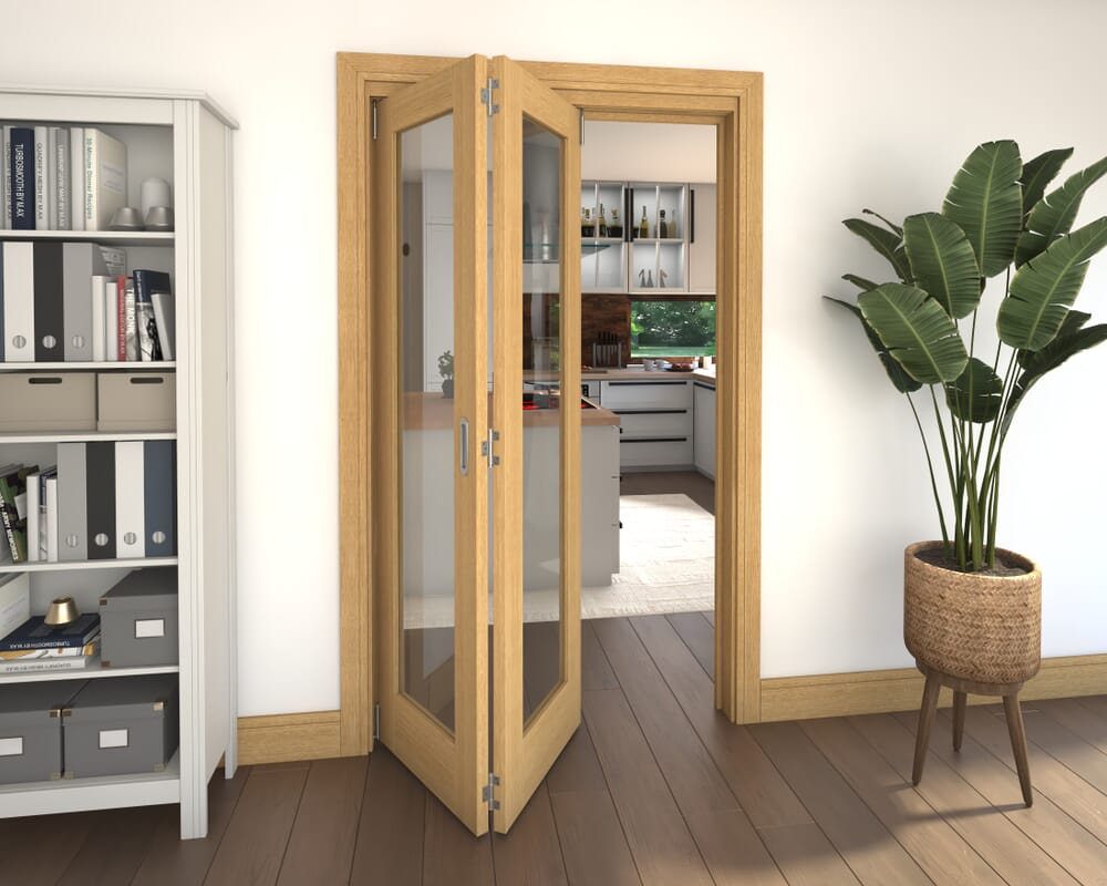 Glazed Oak 2 Door Roomfold Grande (2 + 0 x 573mm Doors)