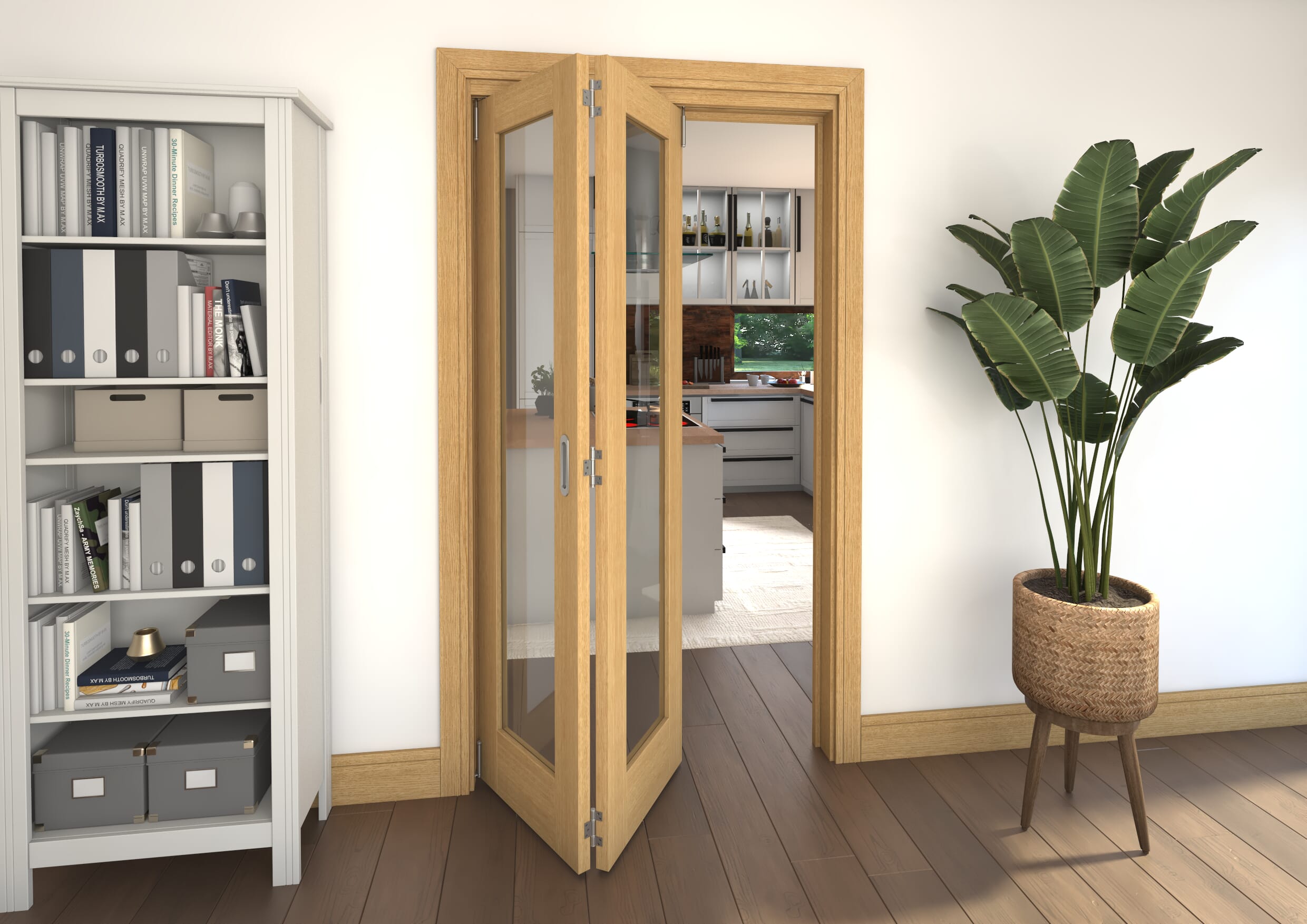 Glazed Oak 2 Door Roomfold Grande (2 + 0 x 533mm Doors)