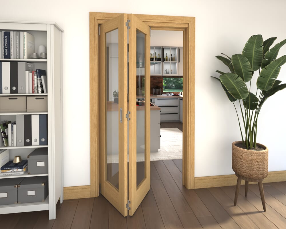 Glazed Oak 2 Door Roomfold Grande (2 + 0 x 533mm Doors)