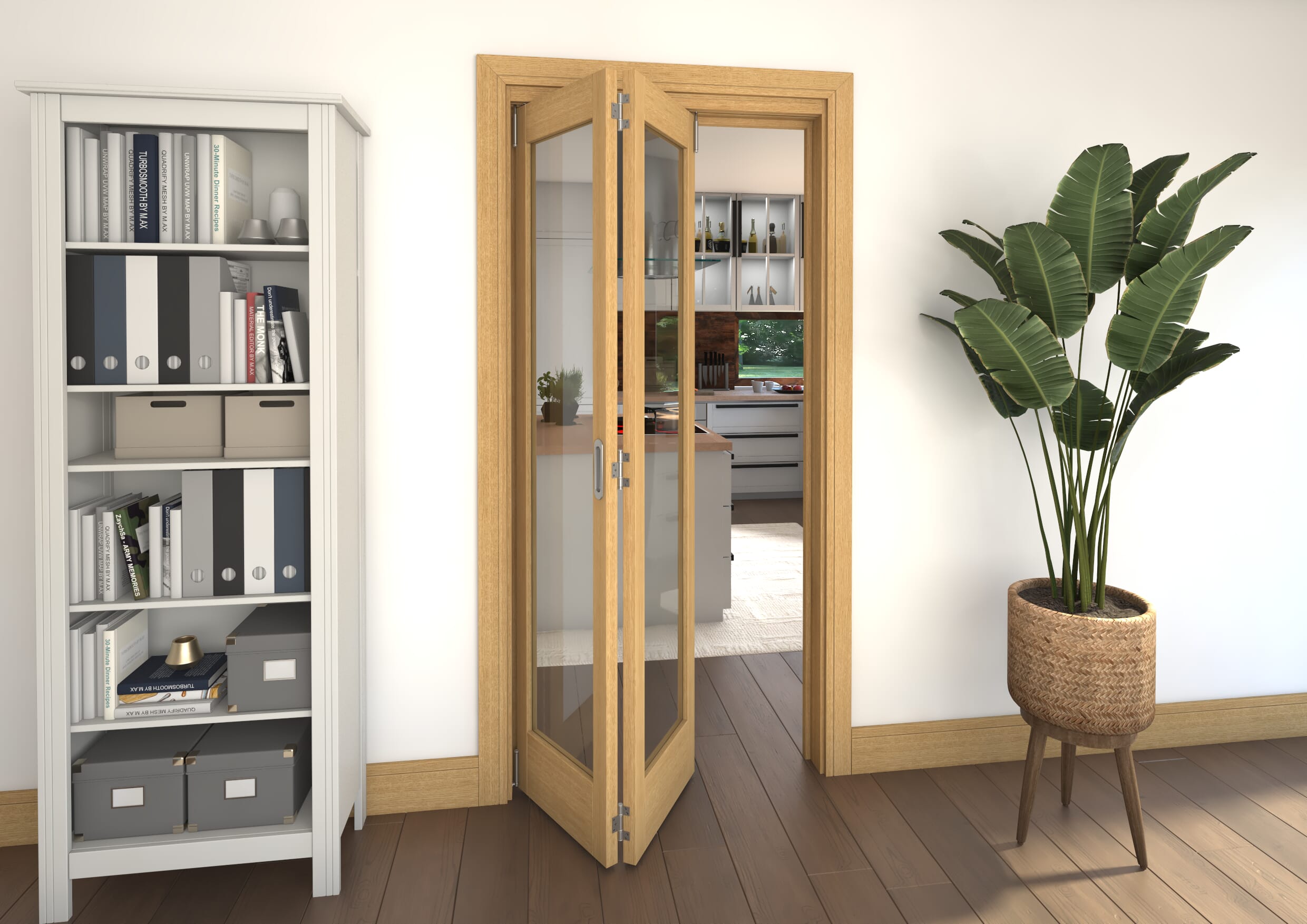 Glazed Oak 2 Door Roomfold Grande (2 + 0 x 457mm Doors)
