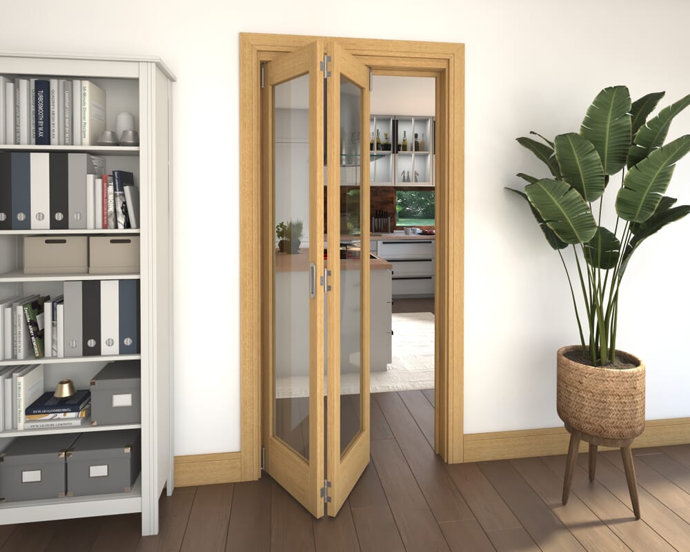 Glazed Oak 2 Door Roomfold Grande (2 + 0 x 457mm Doors)