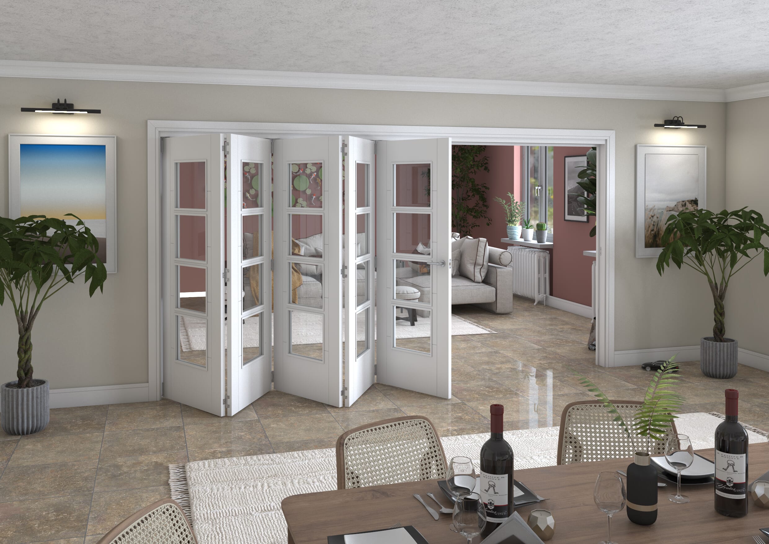 3891x2060x133mm Iseo White 4L Clear Roomfold Grande (5+0)