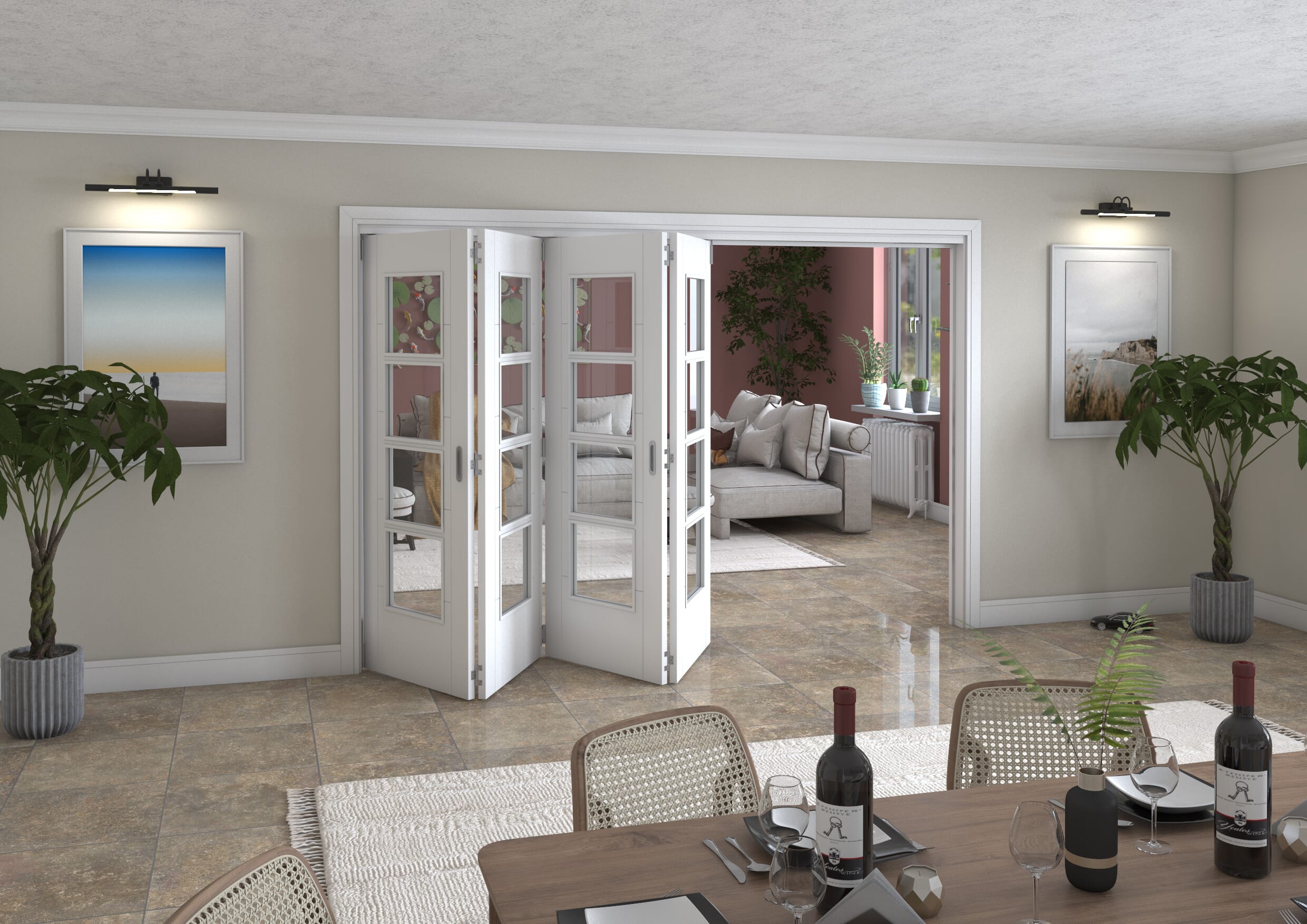 3129x2060x133mm Iseo White 4L Clear Roomfold Grande (4+0)