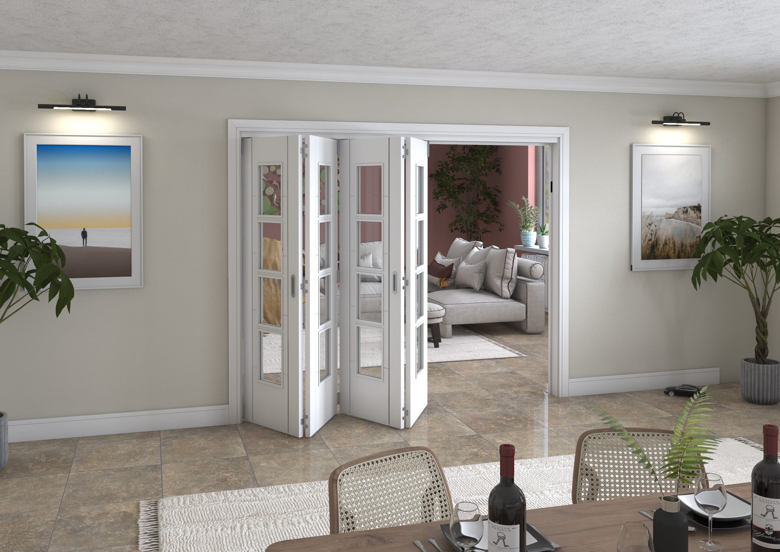 Iseo White 4 Light Clear 4 Door Roomfold Grande (4 + 0 x 610mm Doors)