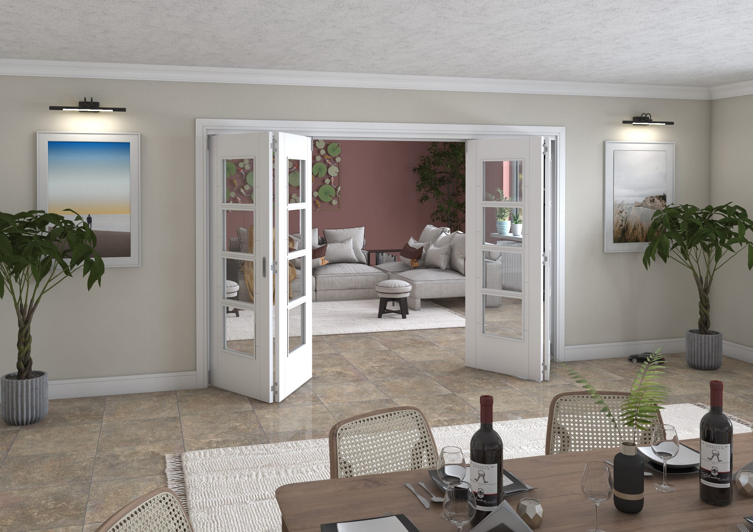 3136x2060x133mm Iseo White 4L Clear Roomfold Grande (2+2)