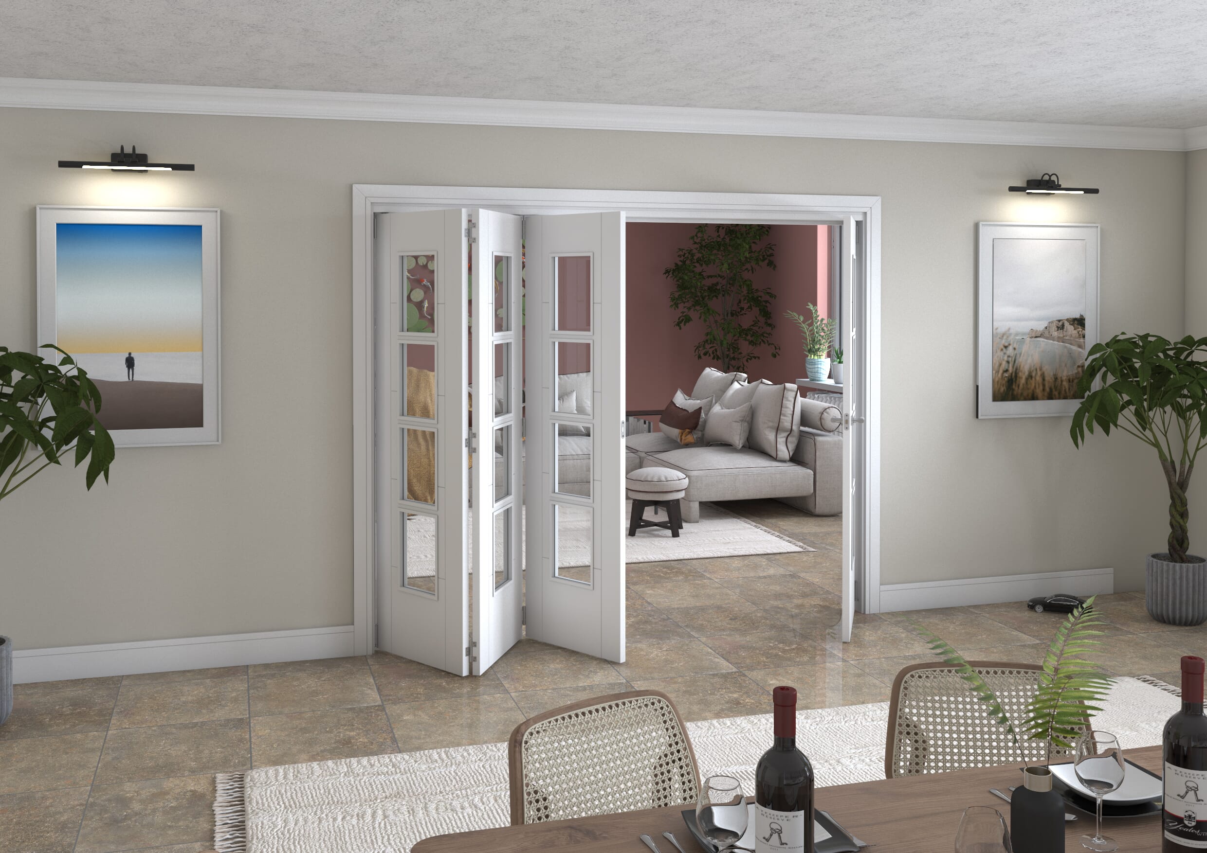 Iseo White 4 Light Clear 4 Door Roomfold Grande (3 + 1 x 610mm Doors)