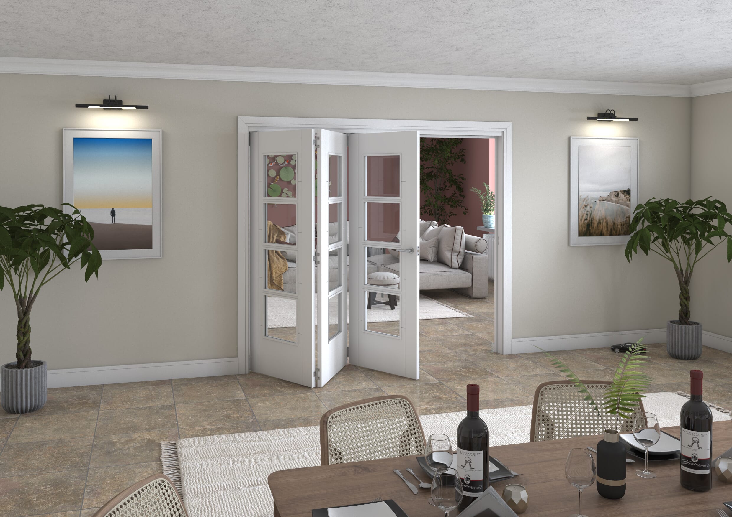 2361x2060x133mm Iseo White 4L Clear Roomfold Grande (3+0)