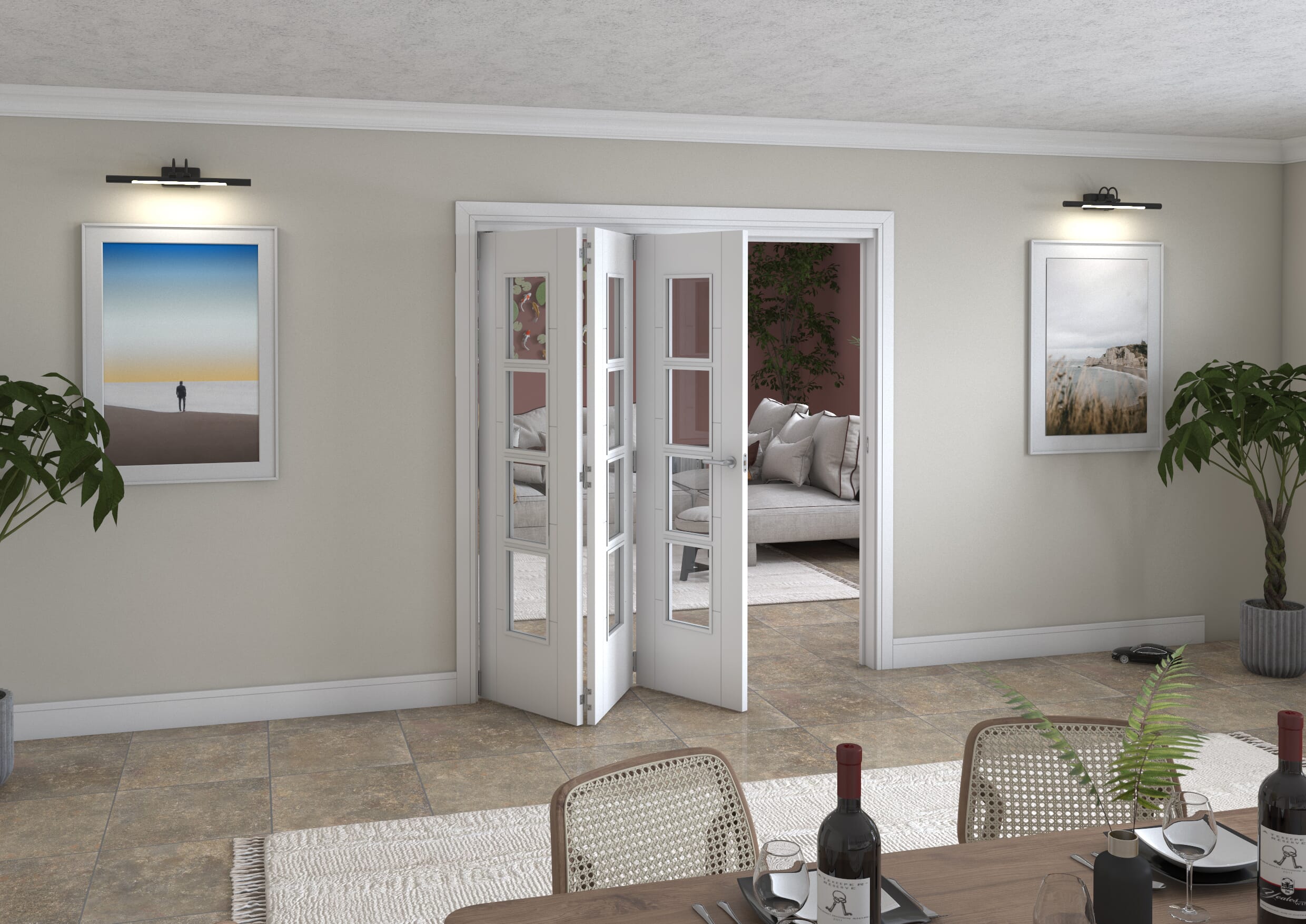 1905x2060x133mm Iseo White 4L Clear Roomfold Grande (3+0)