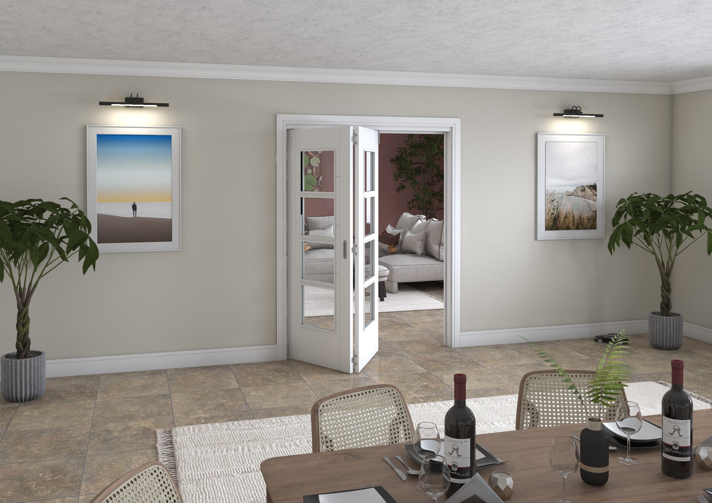 Iseo White 4 Light Clear 2 Door Roomfold Grande (2 + 0 x 762mm Doors)