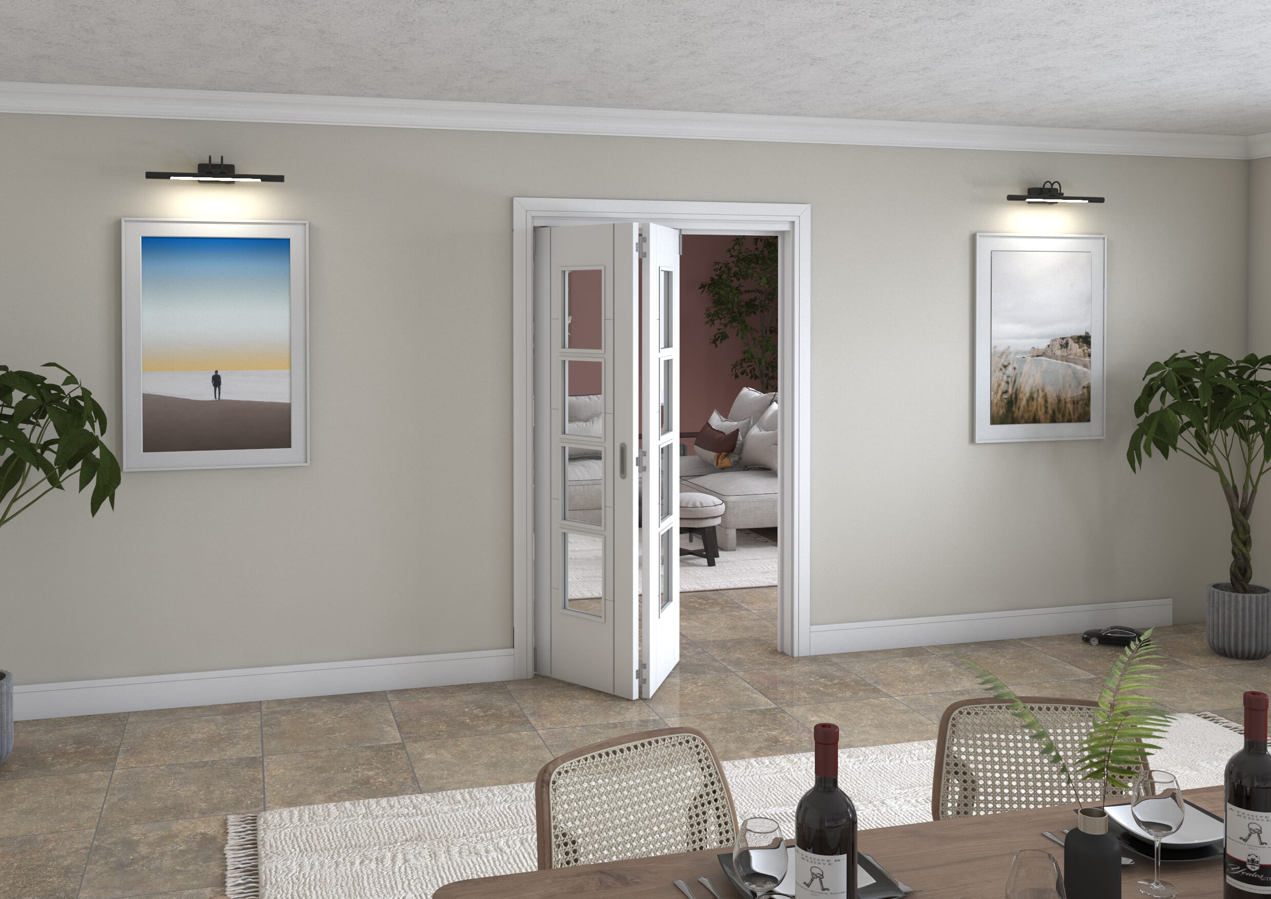 Iseo White 4 Light Clear 2 Door Roomfold Grande (2 + 0 x 610mm Doors)