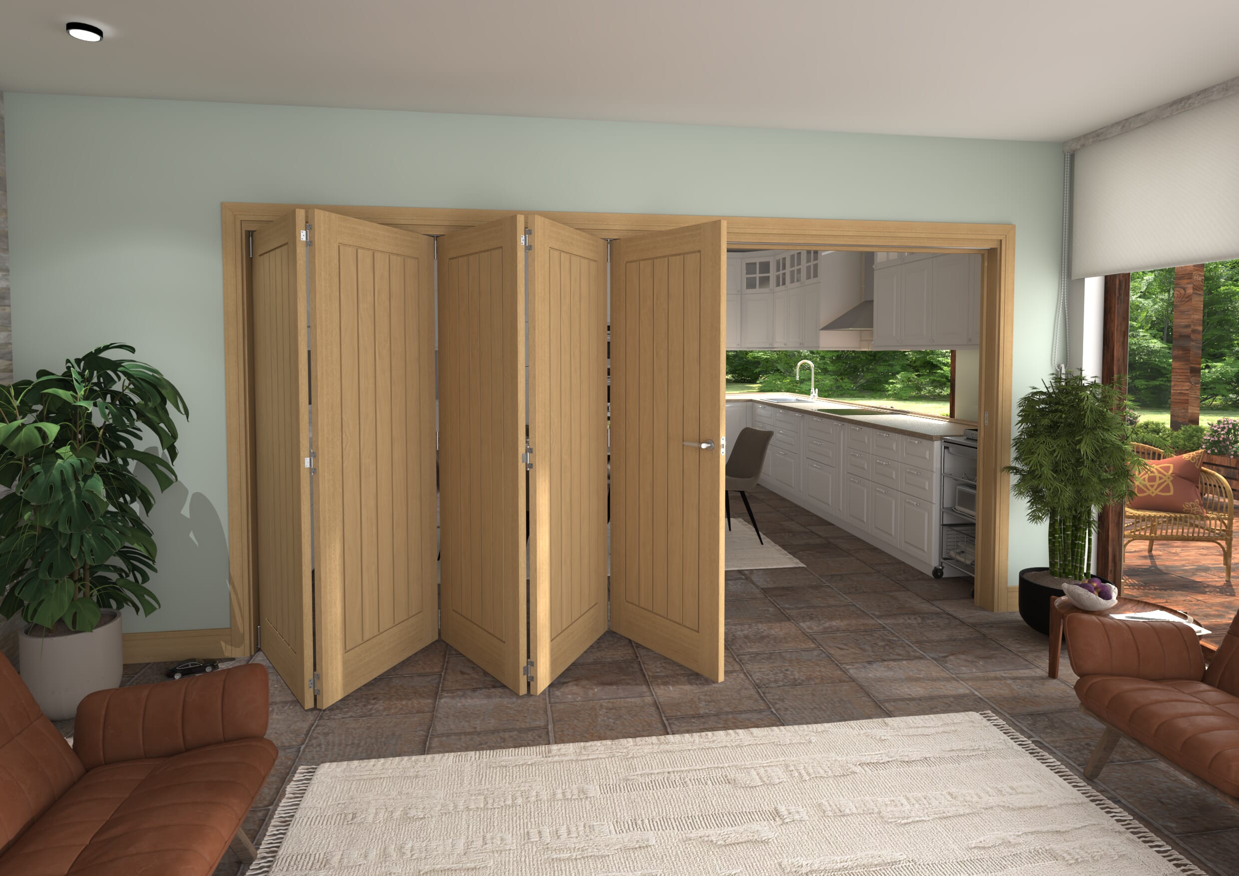Prefinished Mexicano Oak 5 Door Roomfold Grande (5 + 0 x 762mm Doors)