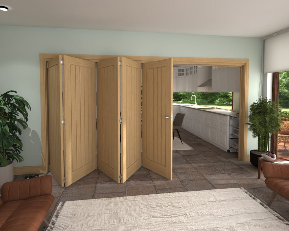 Prefinished Mexicano Oak 5 Door Roomfold Grande (5 + 0 x 762mm Doors)