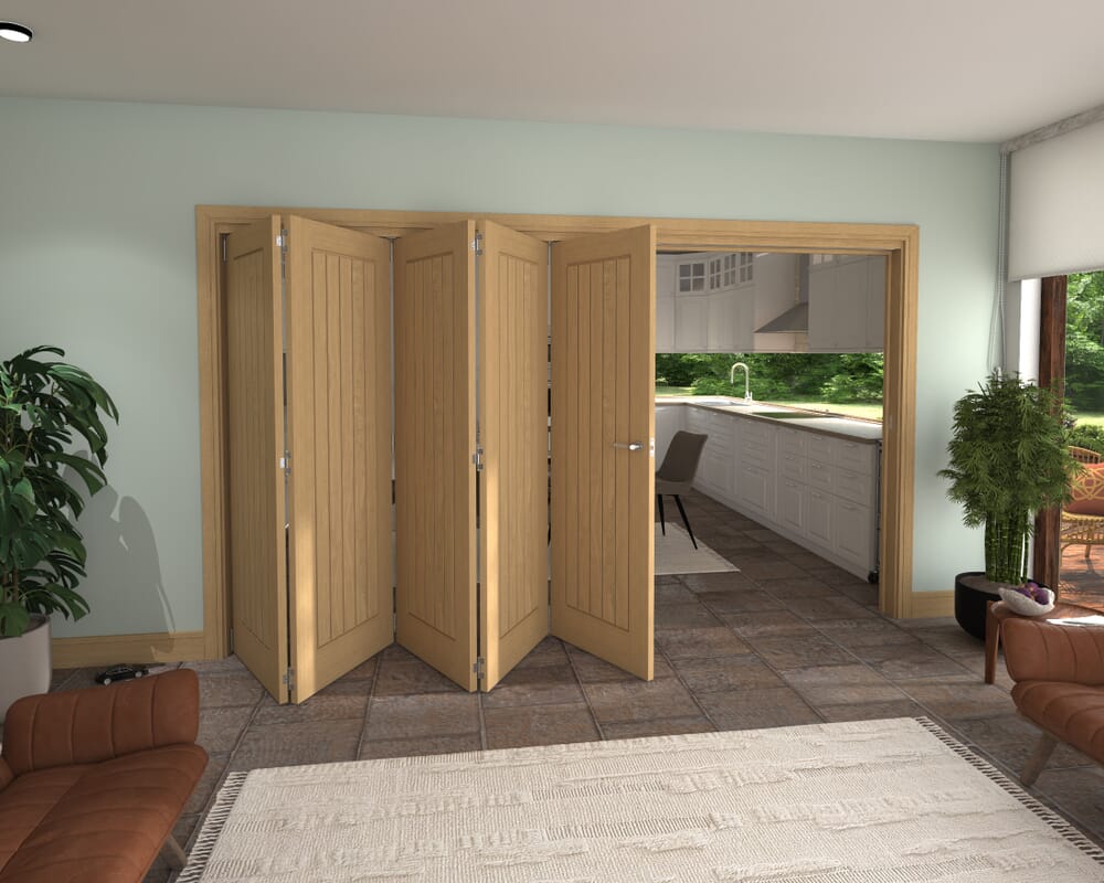 Prefinished Mexicano Oak 5 Door Roomfold Grande (5 + 0 x 686mm Doors)