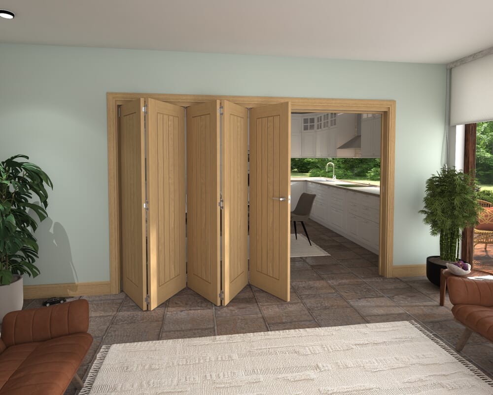 Prefinished Mexicano Oak 5 Door Roomfold Grande (5 + 0 x 610mm Doors)