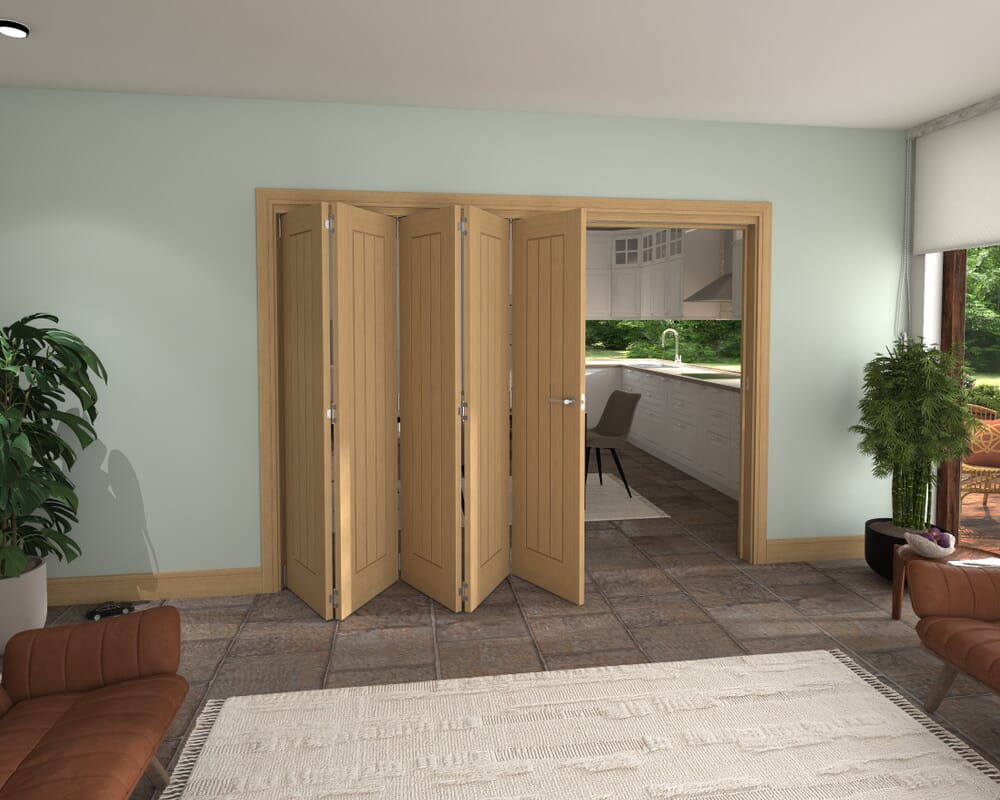 Prefinished Mexicano Oak 5 Door Roomfold Grande (5 + 0 x 533mm Doors)