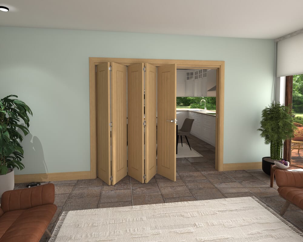Prefinished Mexicano Oak 5 Door Roomfold Grande (5 + 0 x 457mm Doors)