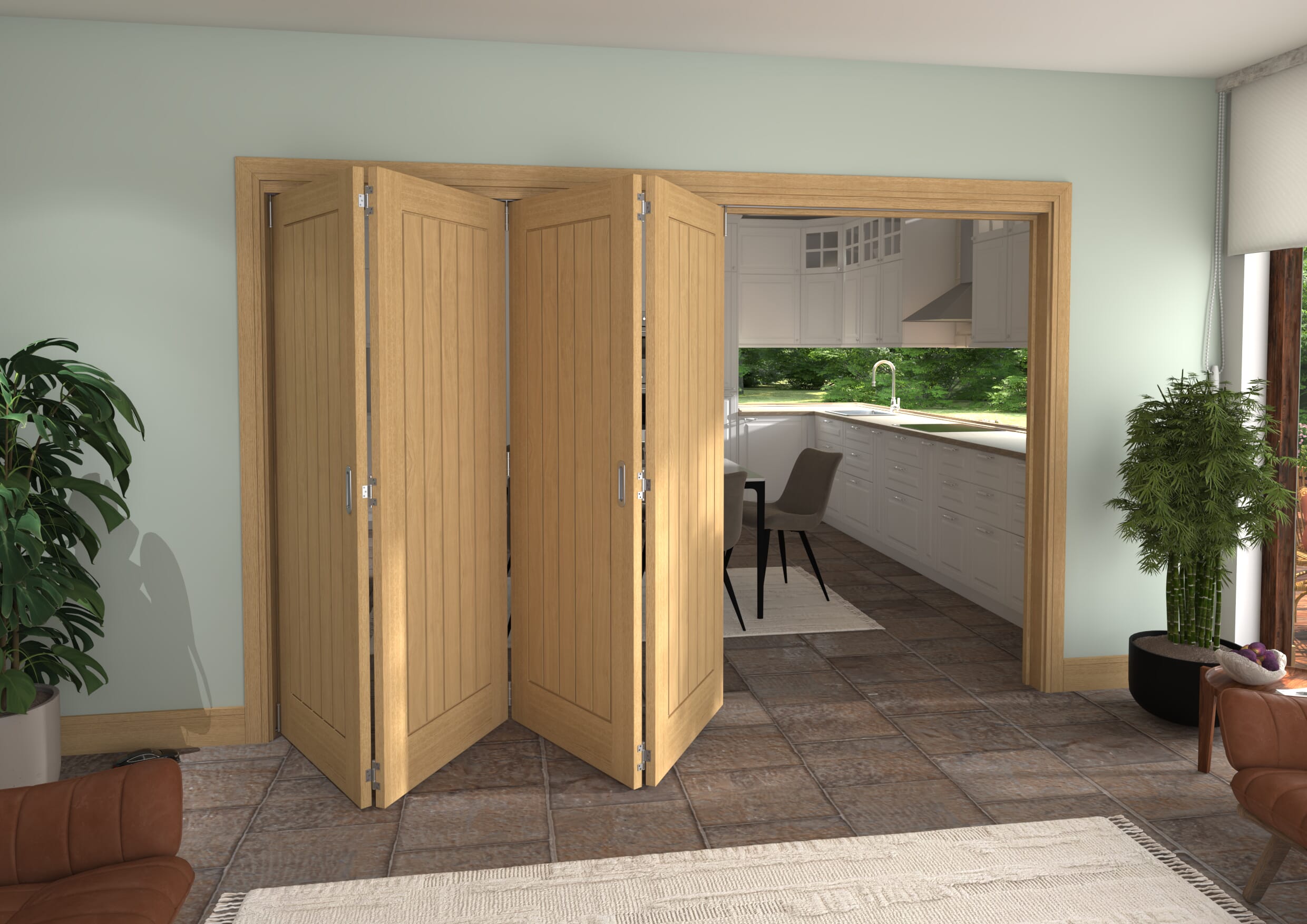 Prefinished Mexicano Oak 4 Door Roomfold Grande (4 + 0 x 762mm Doors)