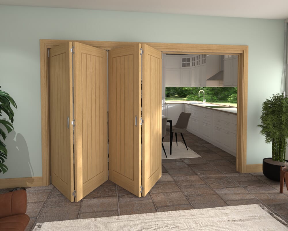 Prefinished Mexicano Oak 4 Door Roomfold Grande (4 + 0 x 762mm Doors)