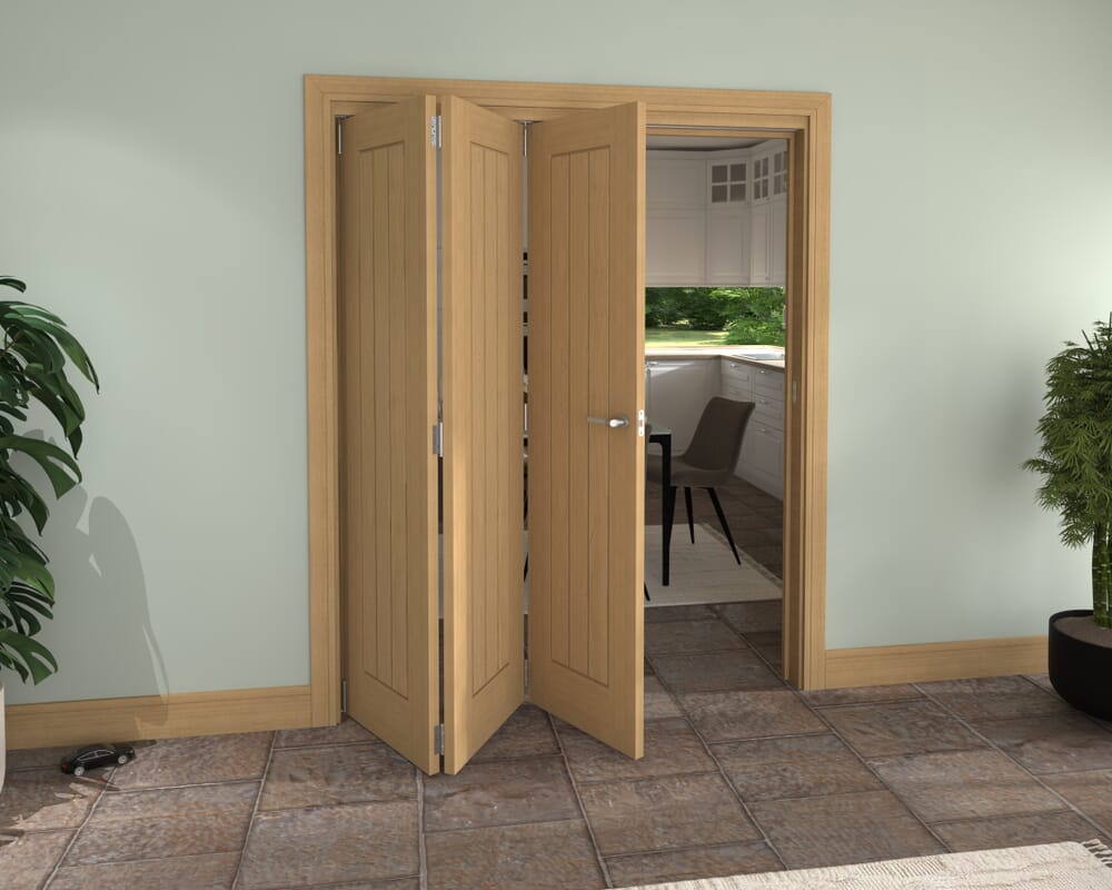 Prefinished Mexicano Oak 3 Door Roomfold Grande (3 + 0 x 533mm Doors)