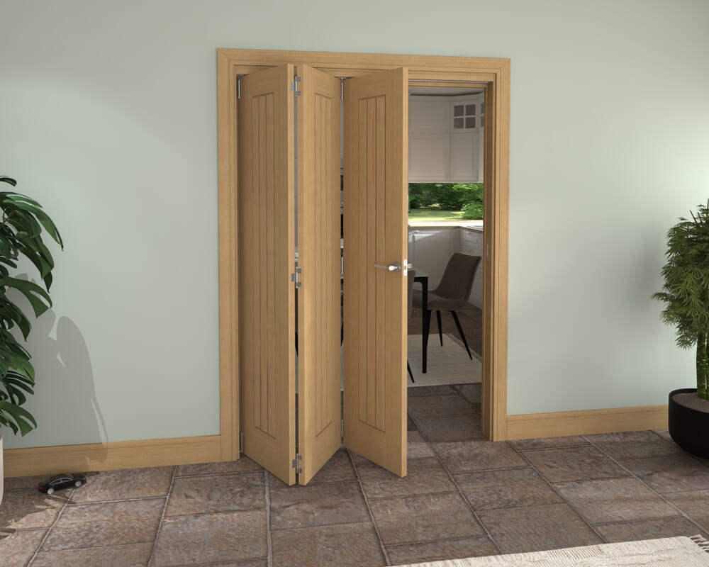 Prefinished Mexicano Oak 3 Door Roomfold Grande (3 + 0 x 457mm Doors)