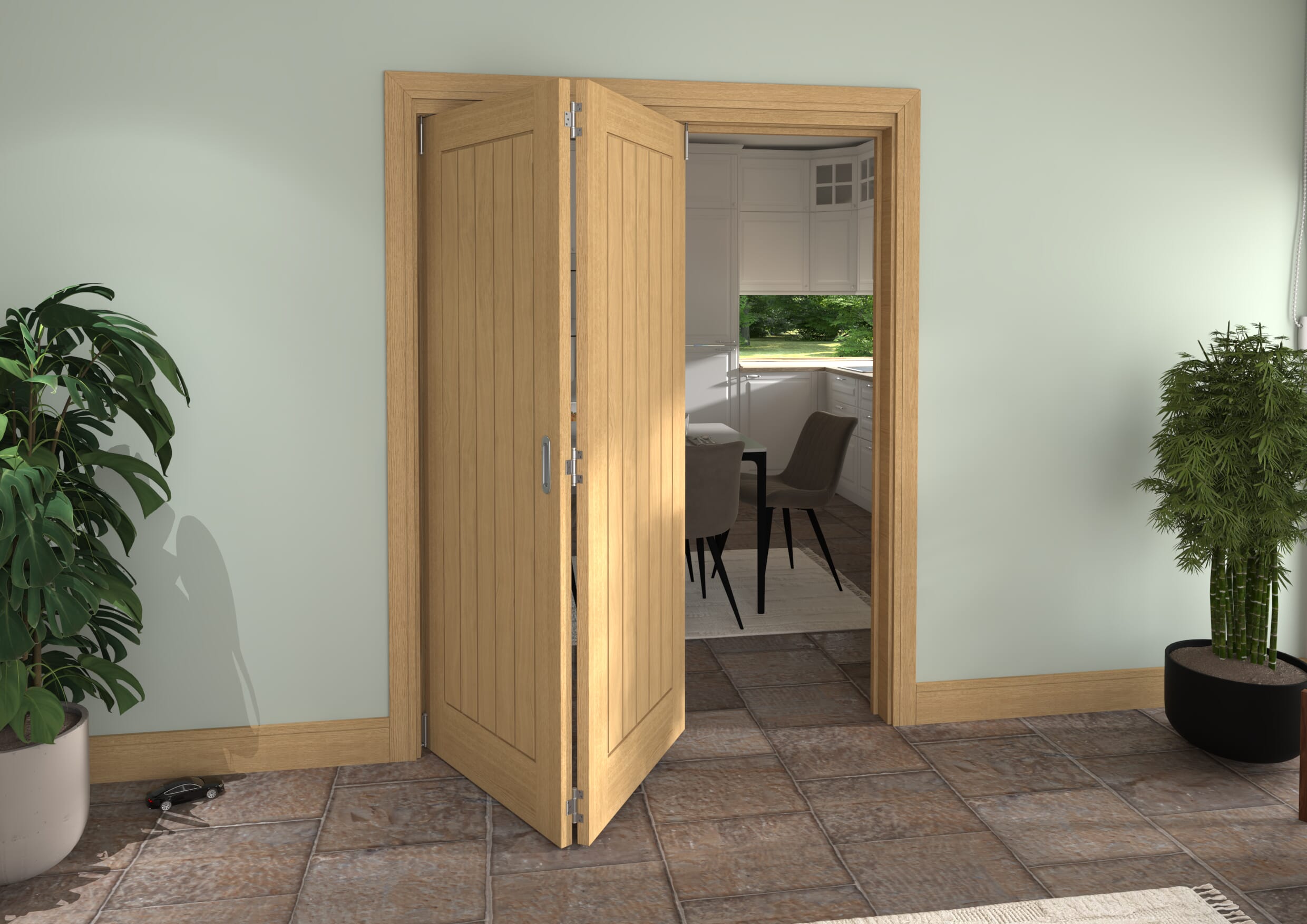 Prefinished Mexicano Oak 2 Door Roomfold Grande (2 + 0 x 762mm Doors)