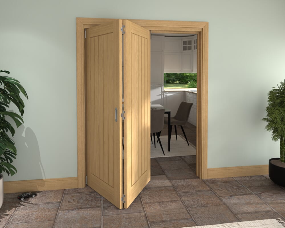 Prefinished Mexicano Oak 2 Door Roomfold Grande (2 + 0 x 762mm Doors)
