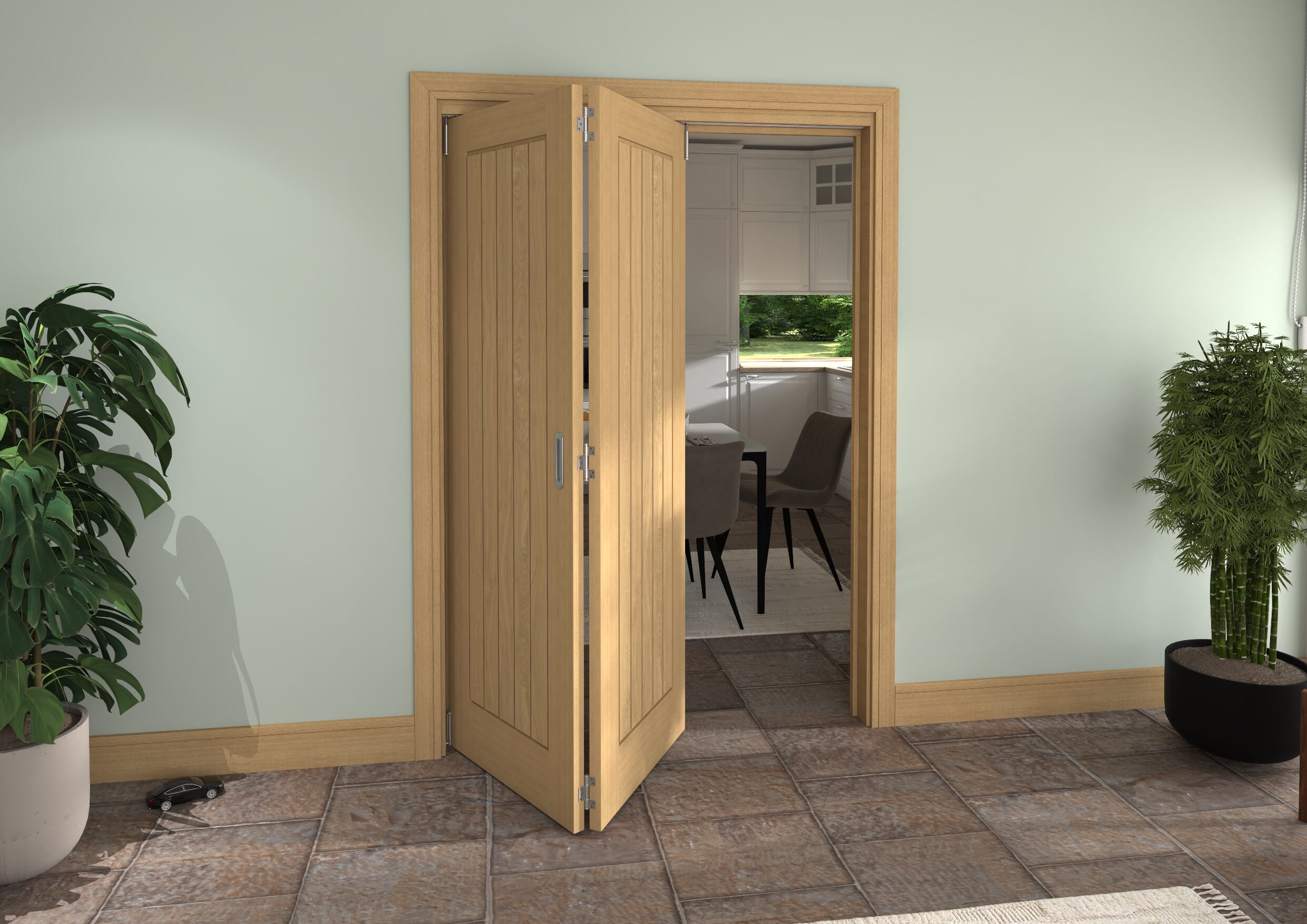 Prefinished Mexicano Oak 2 Door Roomfold Grande (2 + 0 x 686mm Doors)