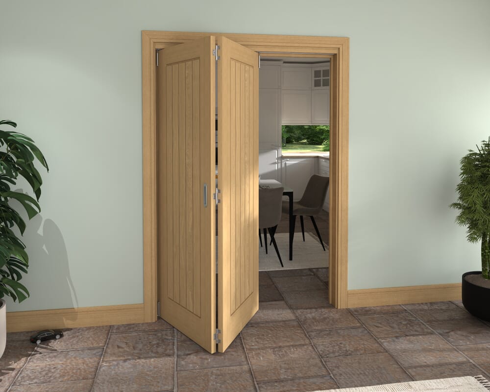 Prefinished Mexicano Oak 2 Door Roomfold Grande (2 + 0 x 686mm Doors)