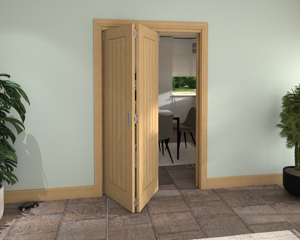 Prefinished Mexicano Oak 2 Door Roomfold Grande (2 + 0 x 610mm Doors)
