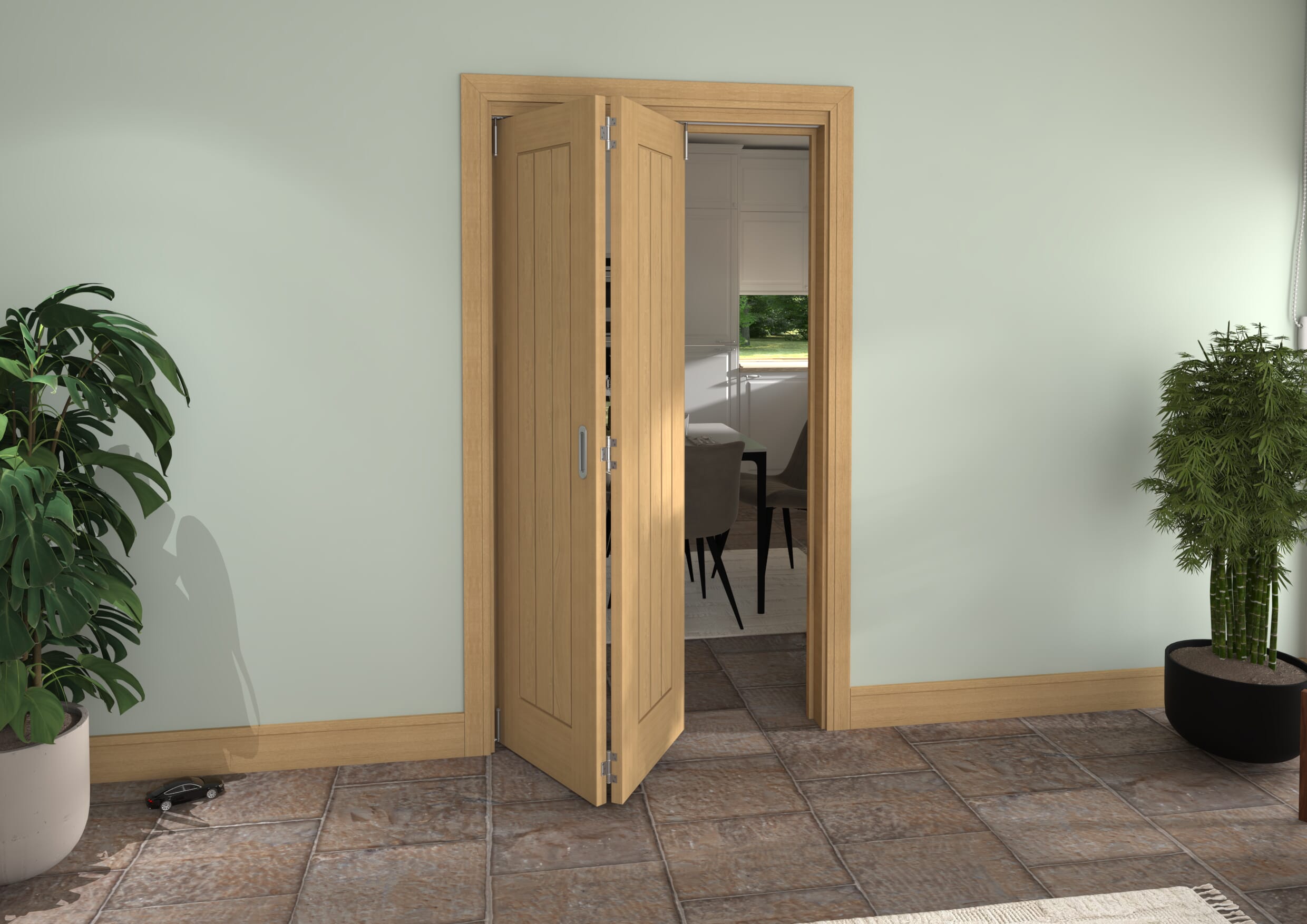 Prefinished Mexicano Oak 2 Door Roomfold Grande (2 + 0 x 533mm Doors)