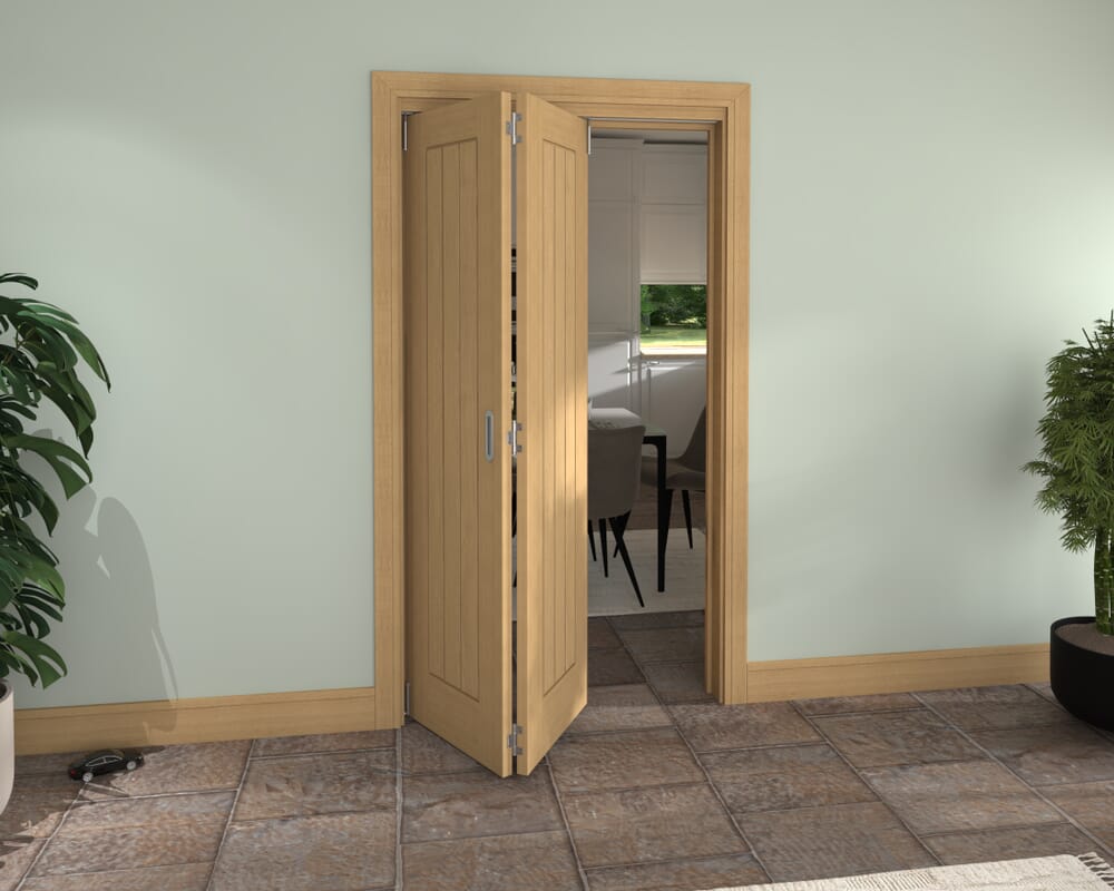 Prefinished Mexicano Oak 2 Door Roomfold Grande (2 + 0 x 533mm Doors)