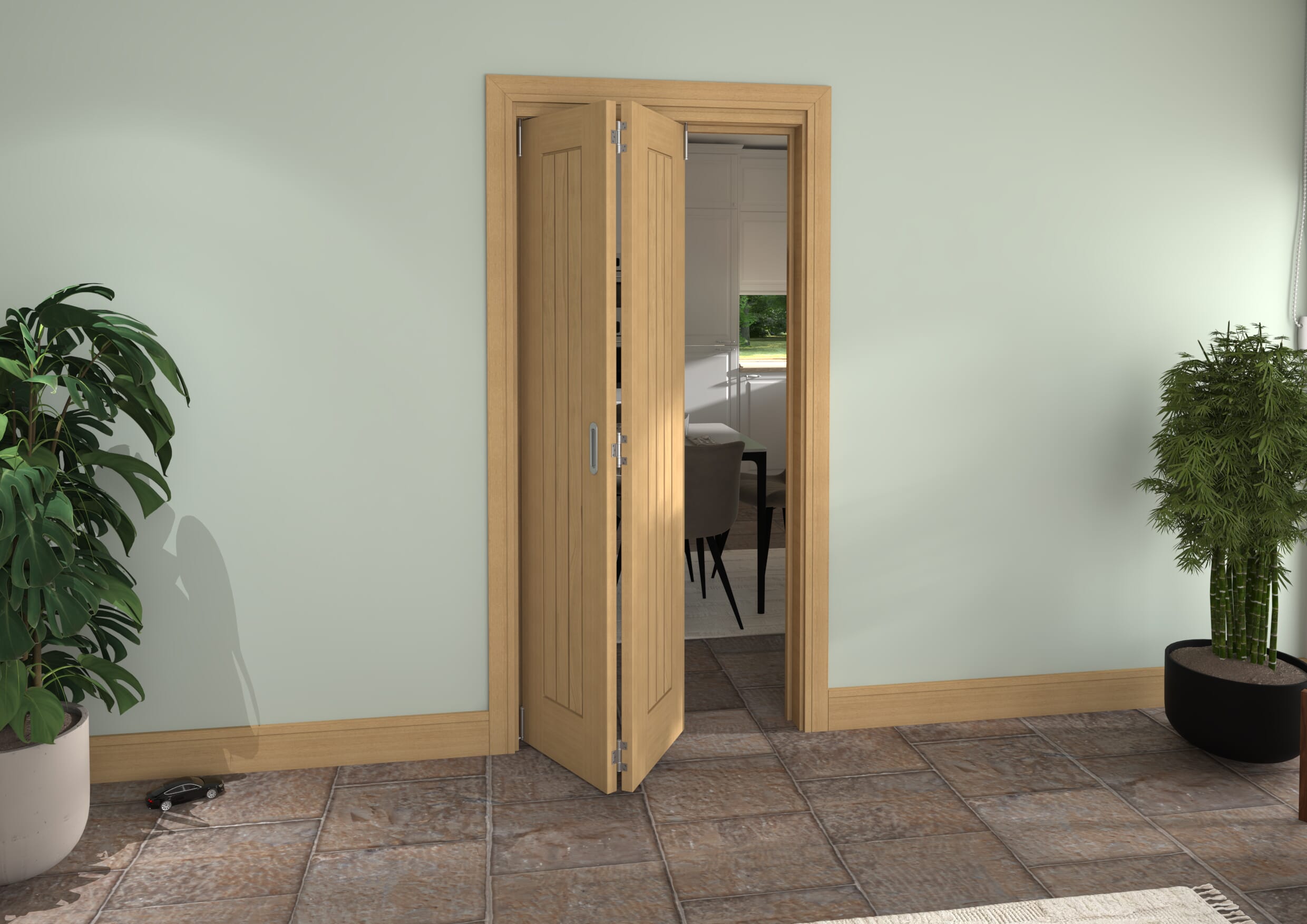 Prefinished Mexicano Oak 2 Door Roomfold Grande (2 + 0 x 457mm Doors)