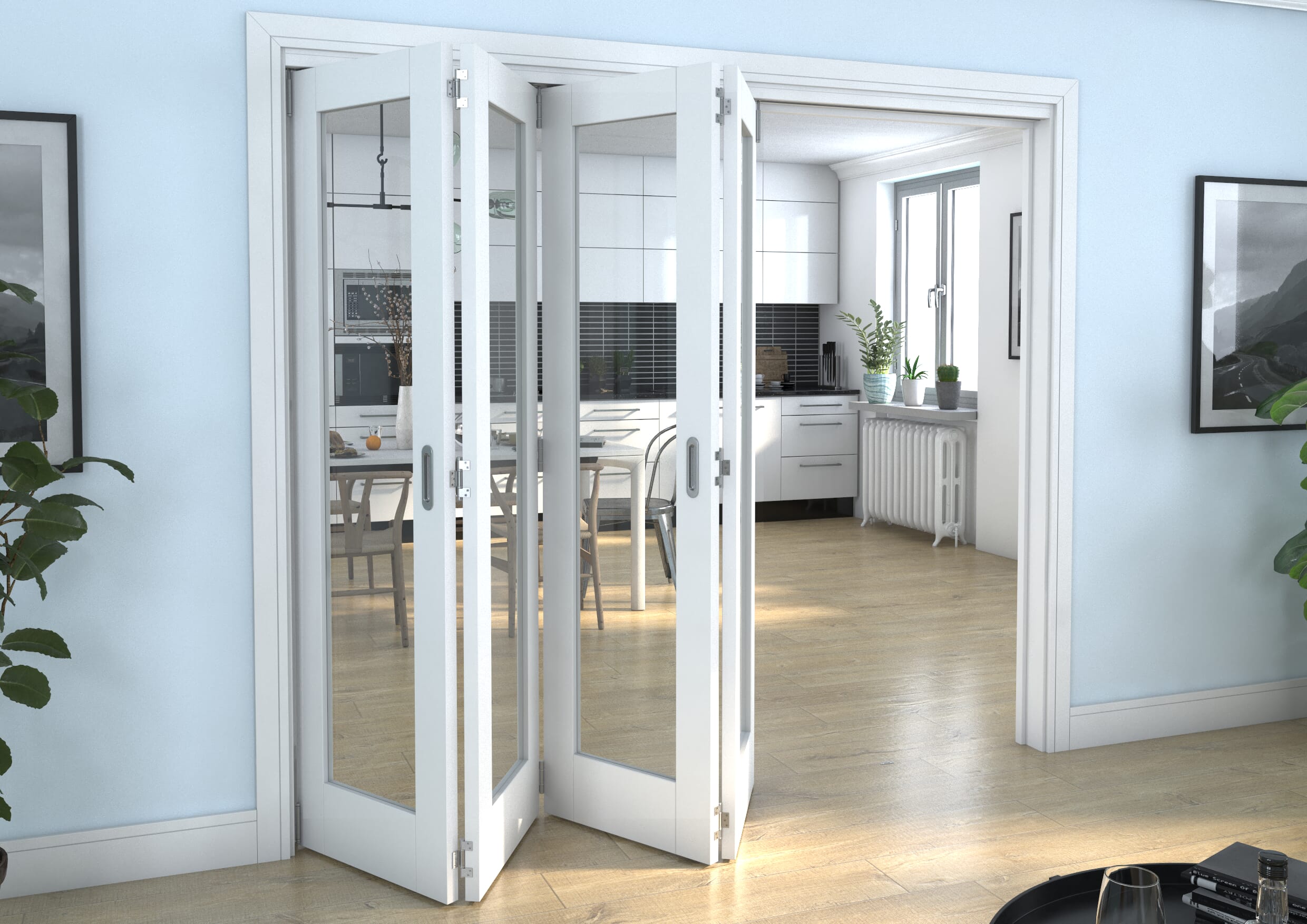 White P10 Roomfold Grande 2400mm 4 + 0 Set