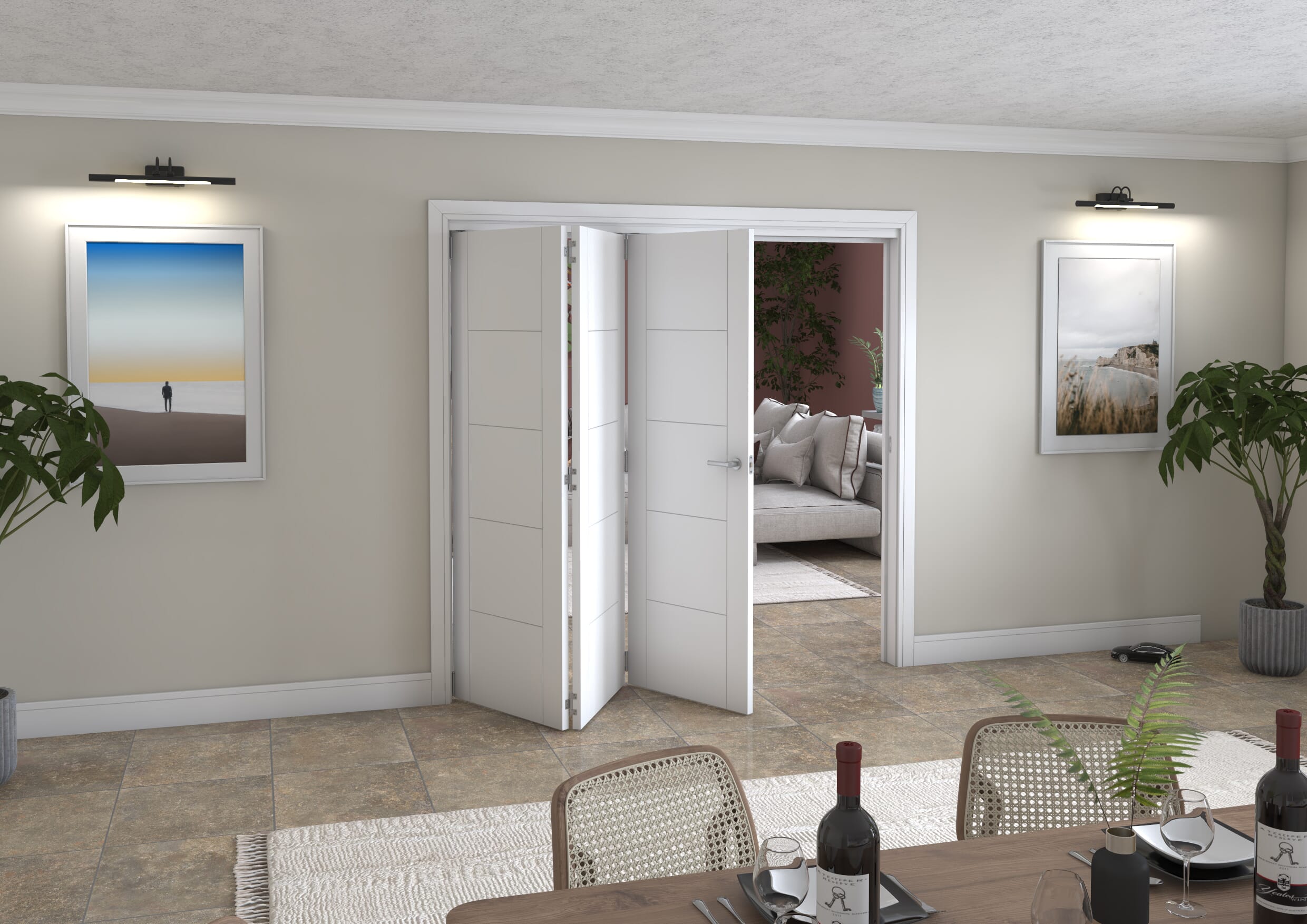 2133x2060x133mm White Iseo Roomfold Grande (3+0)