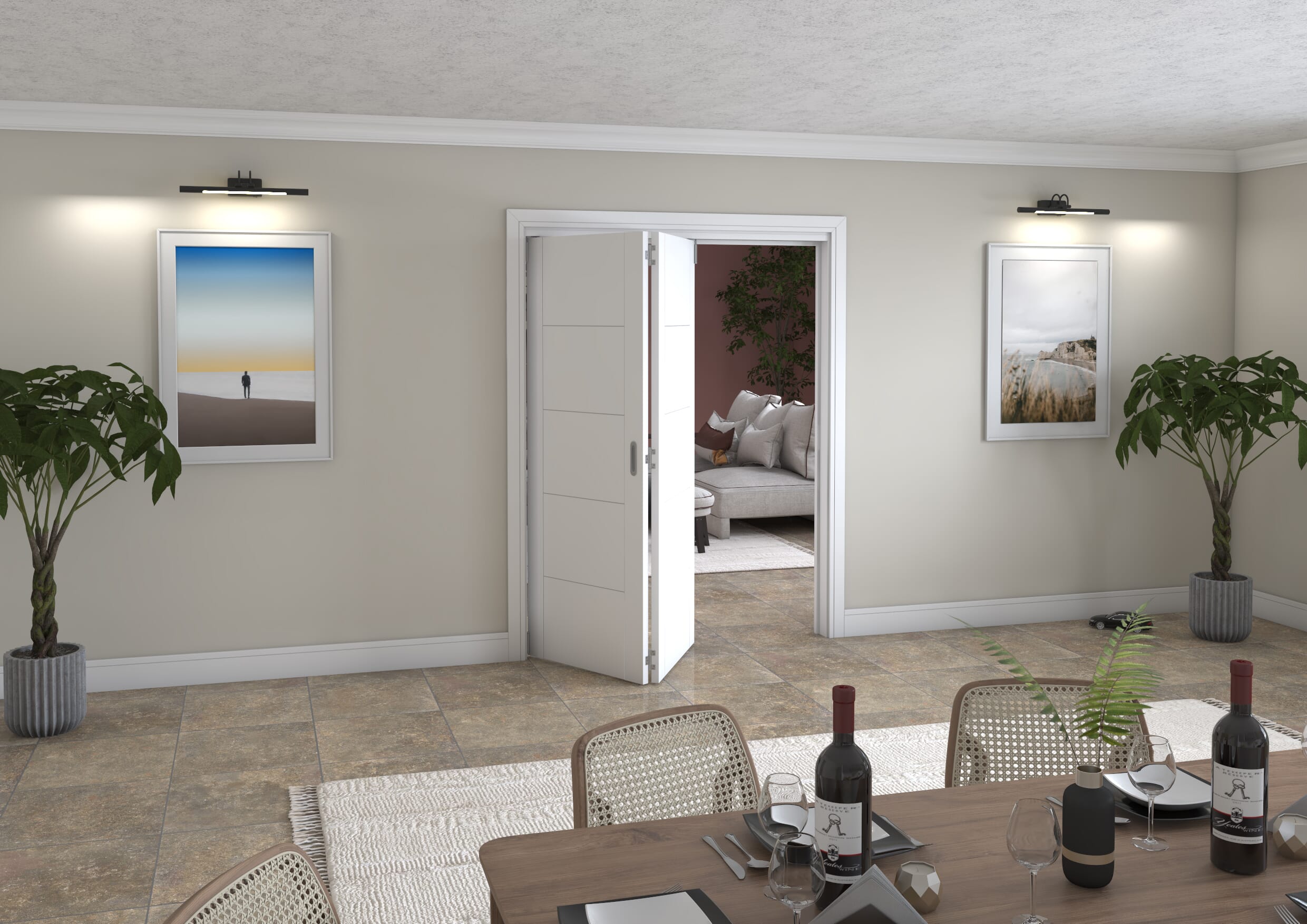 White Iseo 2 Door Roomfold Grande (2 + 0 x 762mm Doors)