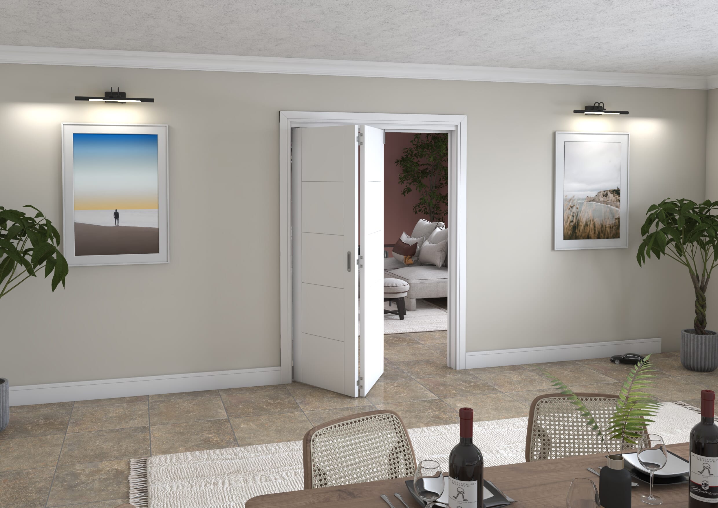 White Iseo 2 Door Roomfold Grande (2 + 0 x 686mm Doors)