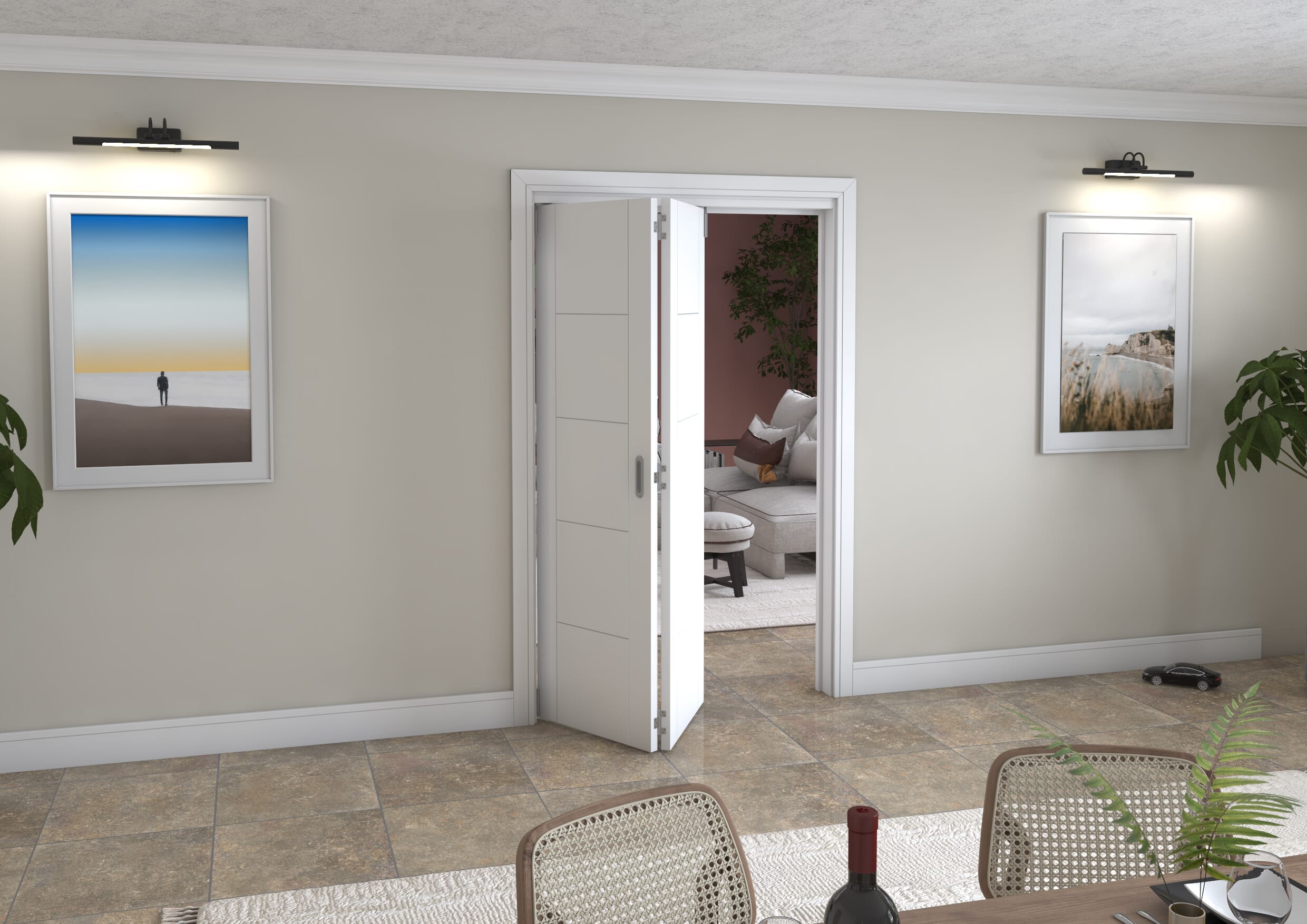 White Iseo 2 Door Roomfold Grande (2 + 0 x 610mm Doors)