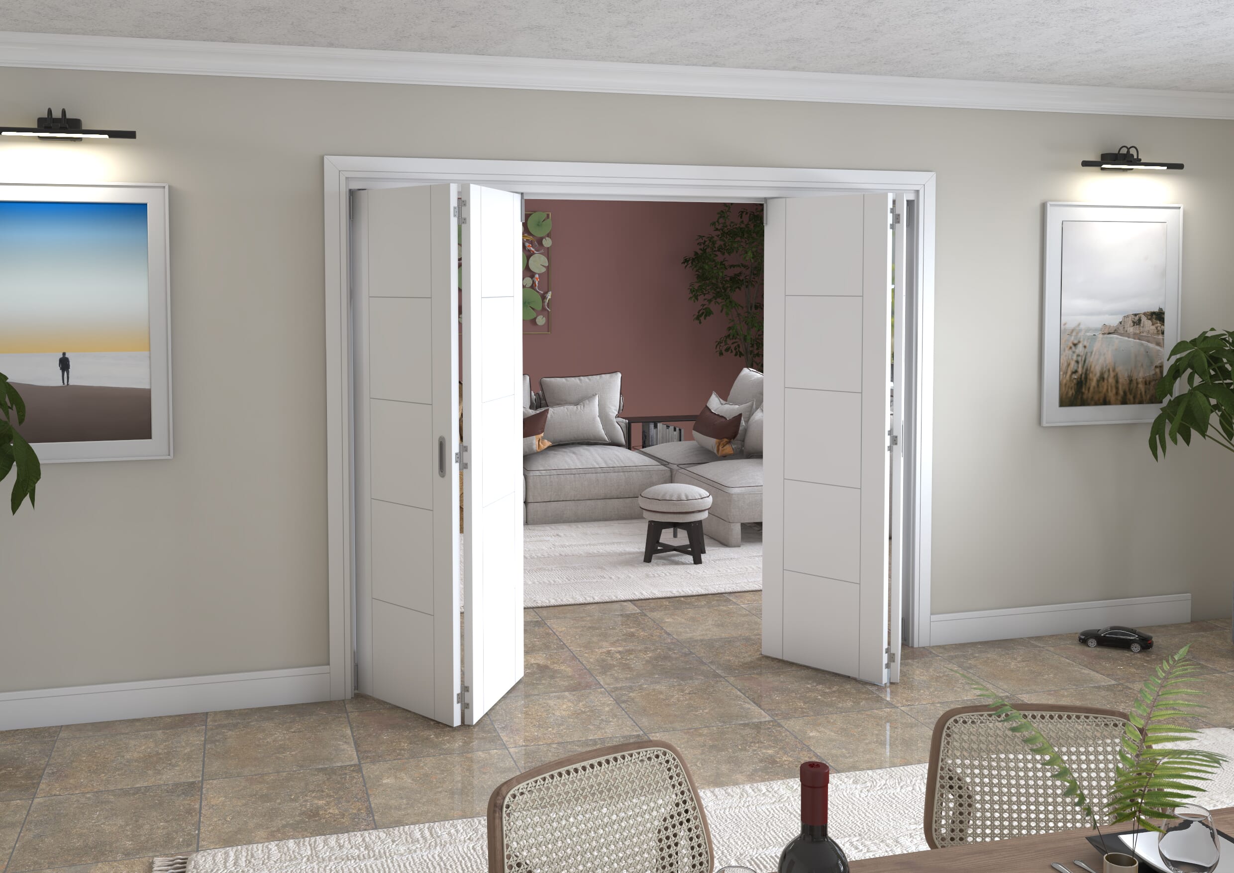 White Iseo 4 Door Roomfold Grande (2 + 2 x 610mm Doors)