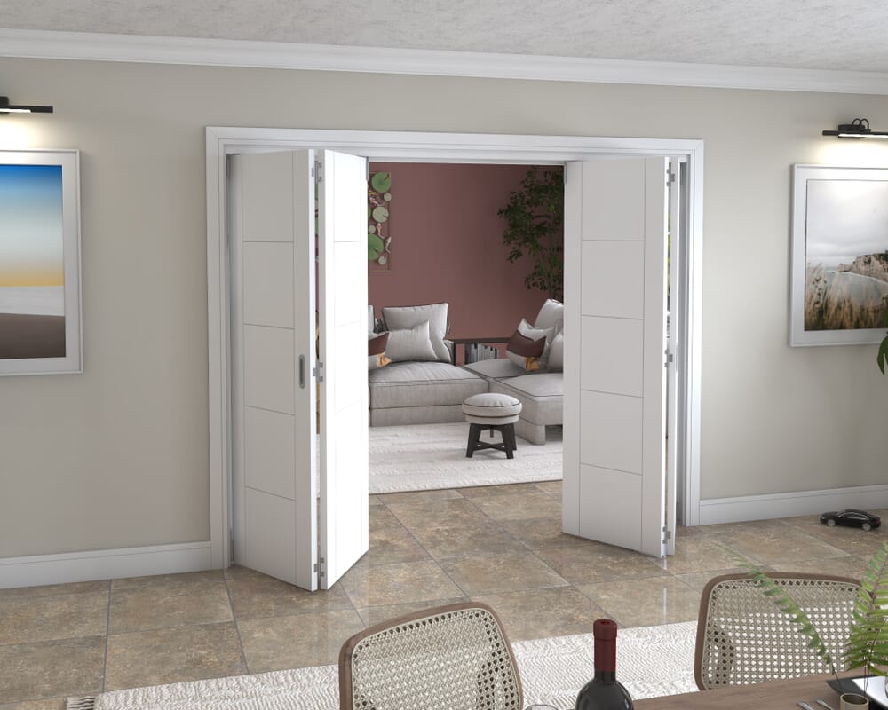 White Iseo 4 Door Roomfold Grande (2 + 2 x 610mm Doors)