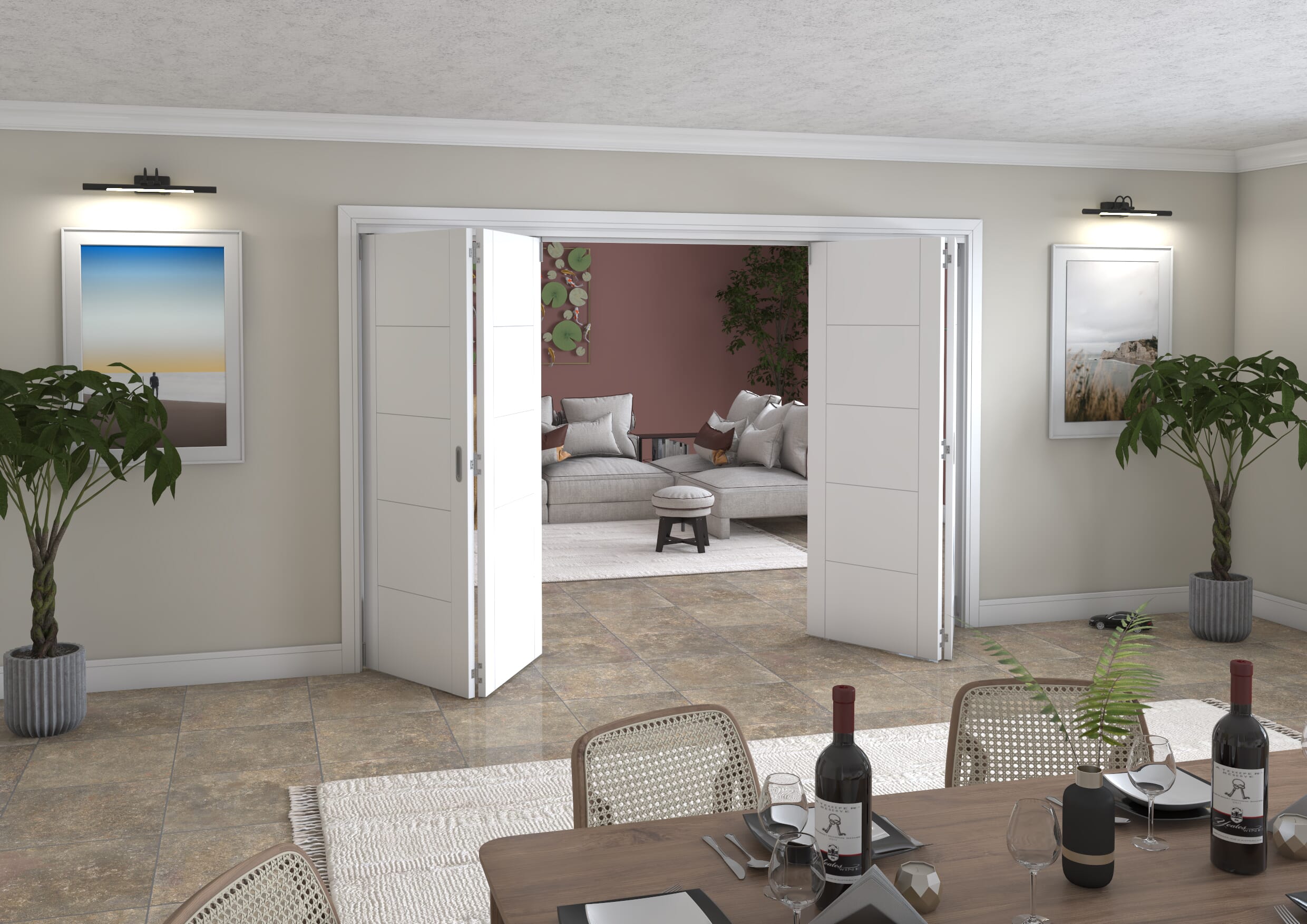 White Iseo 4 Door Roomfold Grande (2 + 2 x 762mm Doors)