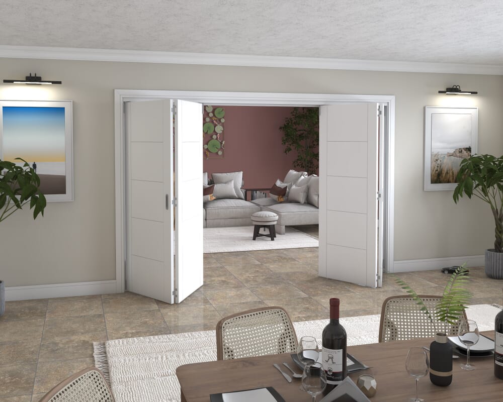 White Iseo 4 Door Roomfold Grande (2 + 2 x 762mm Doors)
